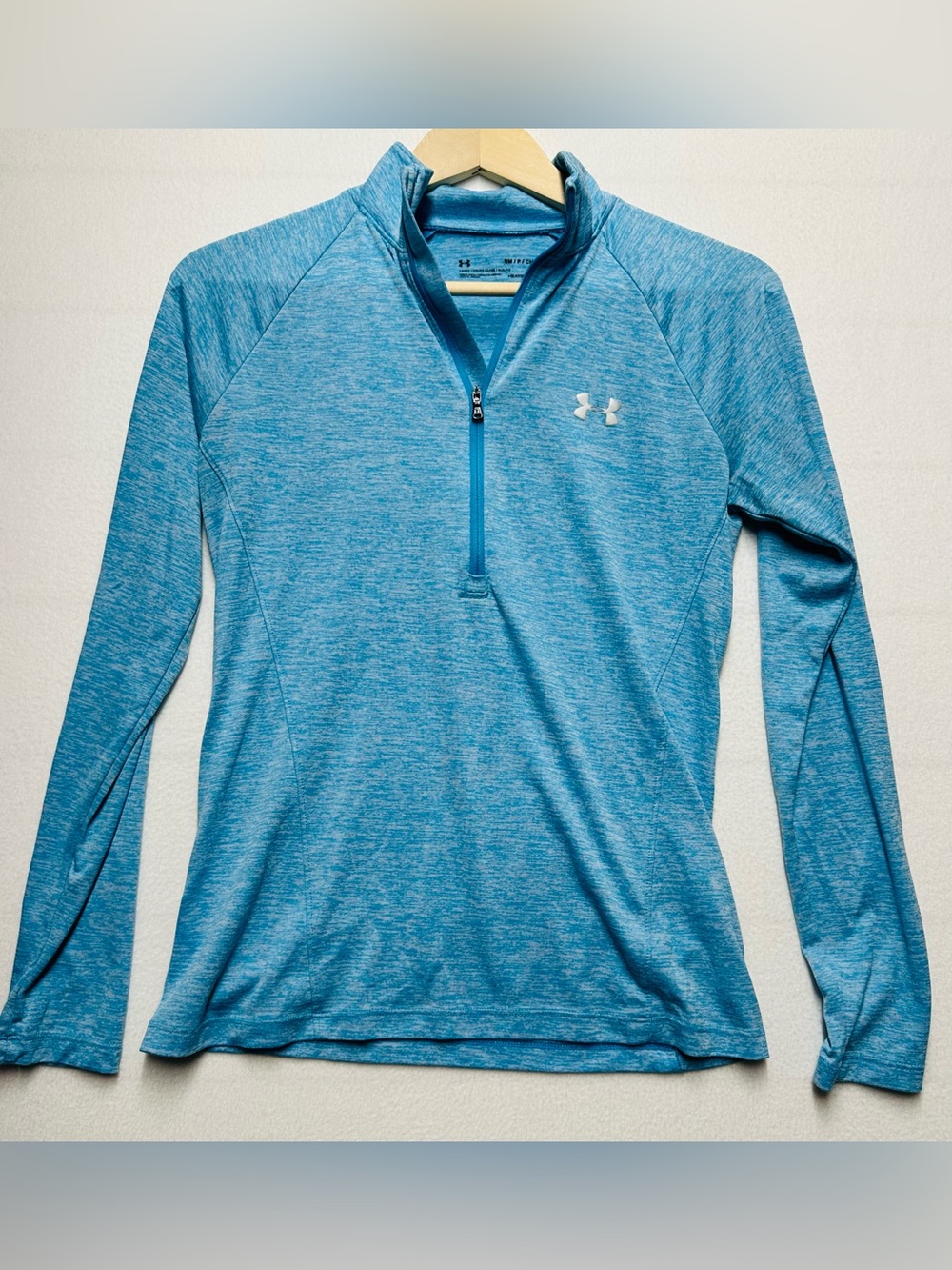 Under Armour Women’s Small HeatGear Blue Heather 1/4 Zip Running Pullover